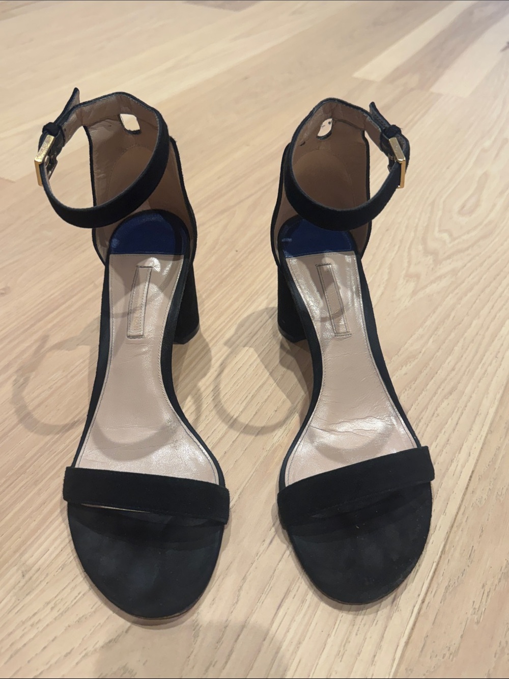 Stuart Weitzman Black Suede nudist Block Heels